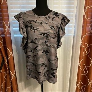 Large camo ruffled shirt